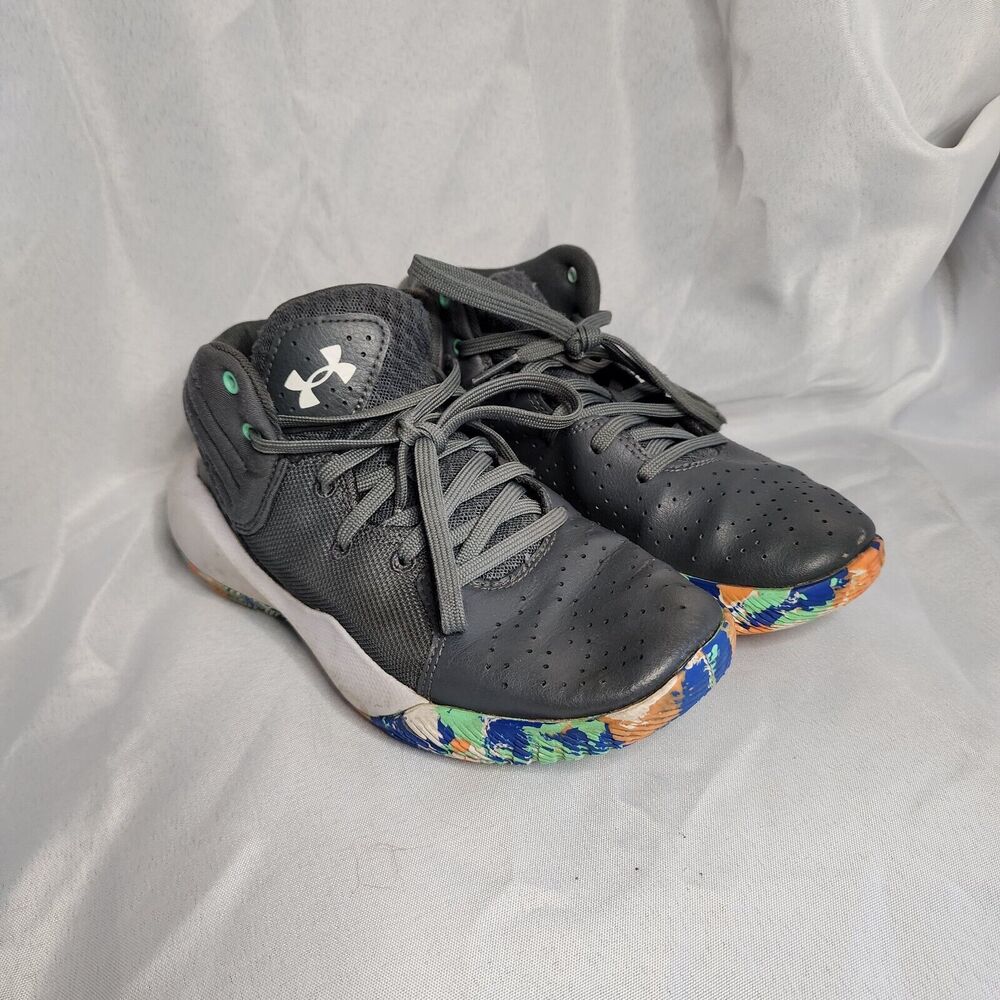 Under Armour Boys Jet 21 Gray Basketball Shoes Sneakers Size 5Y